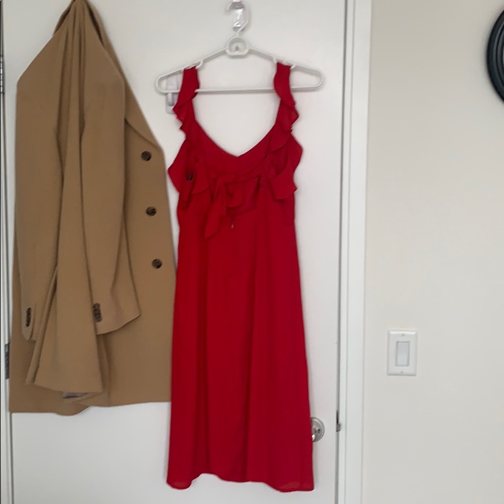 Red Ruffle Midi Dress - Picture 5 of 5